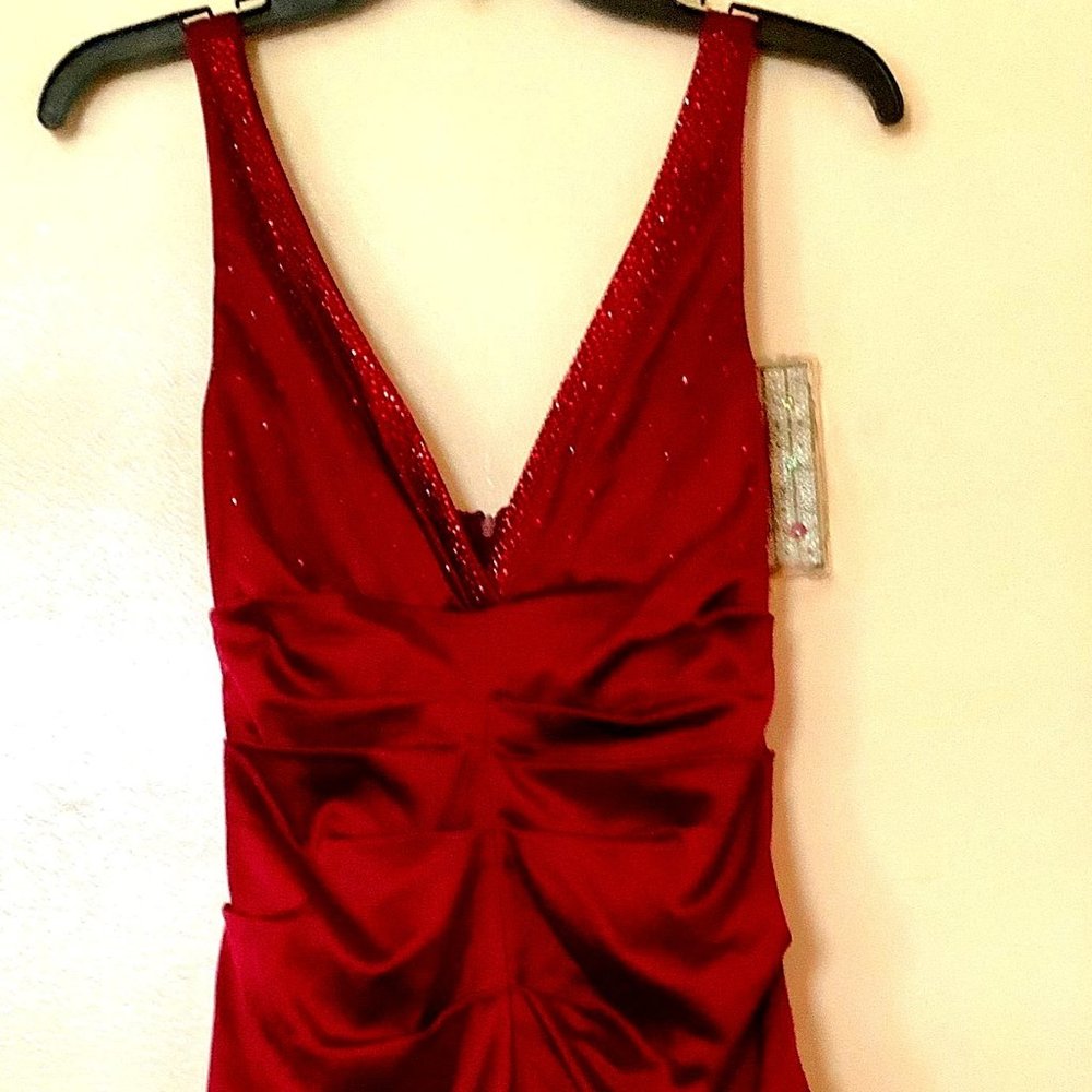 XSCAPE Red Bodycon Ruched Dress